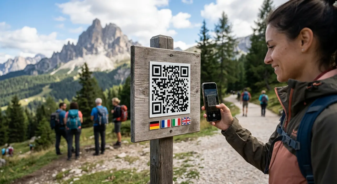 Mehrsprachiger QR-Code: ein Code für Deutsch, Französisch, Italienisch und Englisch